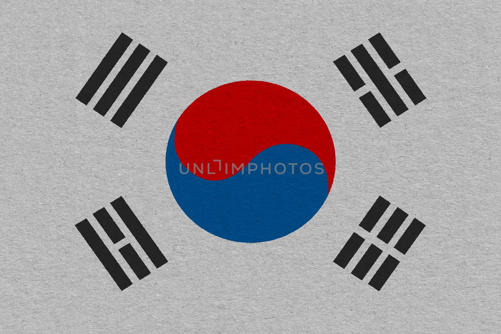 South korea flag painted on paper. Patriotic background. National flag of South korea