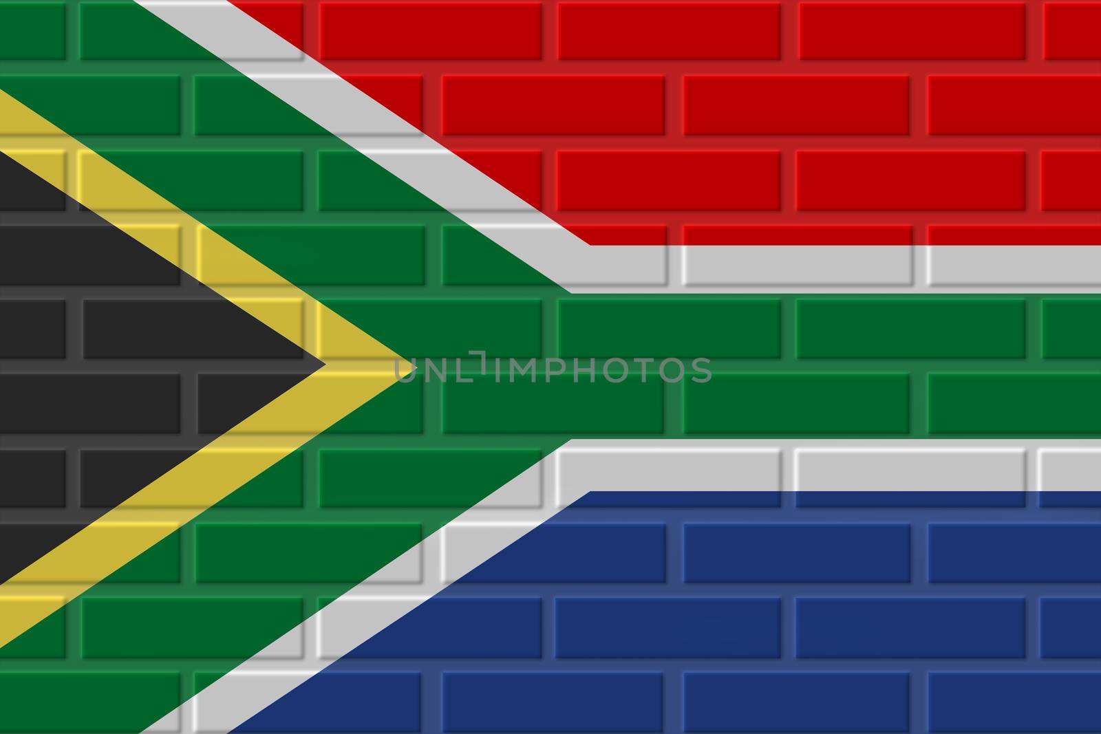 South Africa painted flag. Patriotic brick flag illustration background. National flag of South Africa