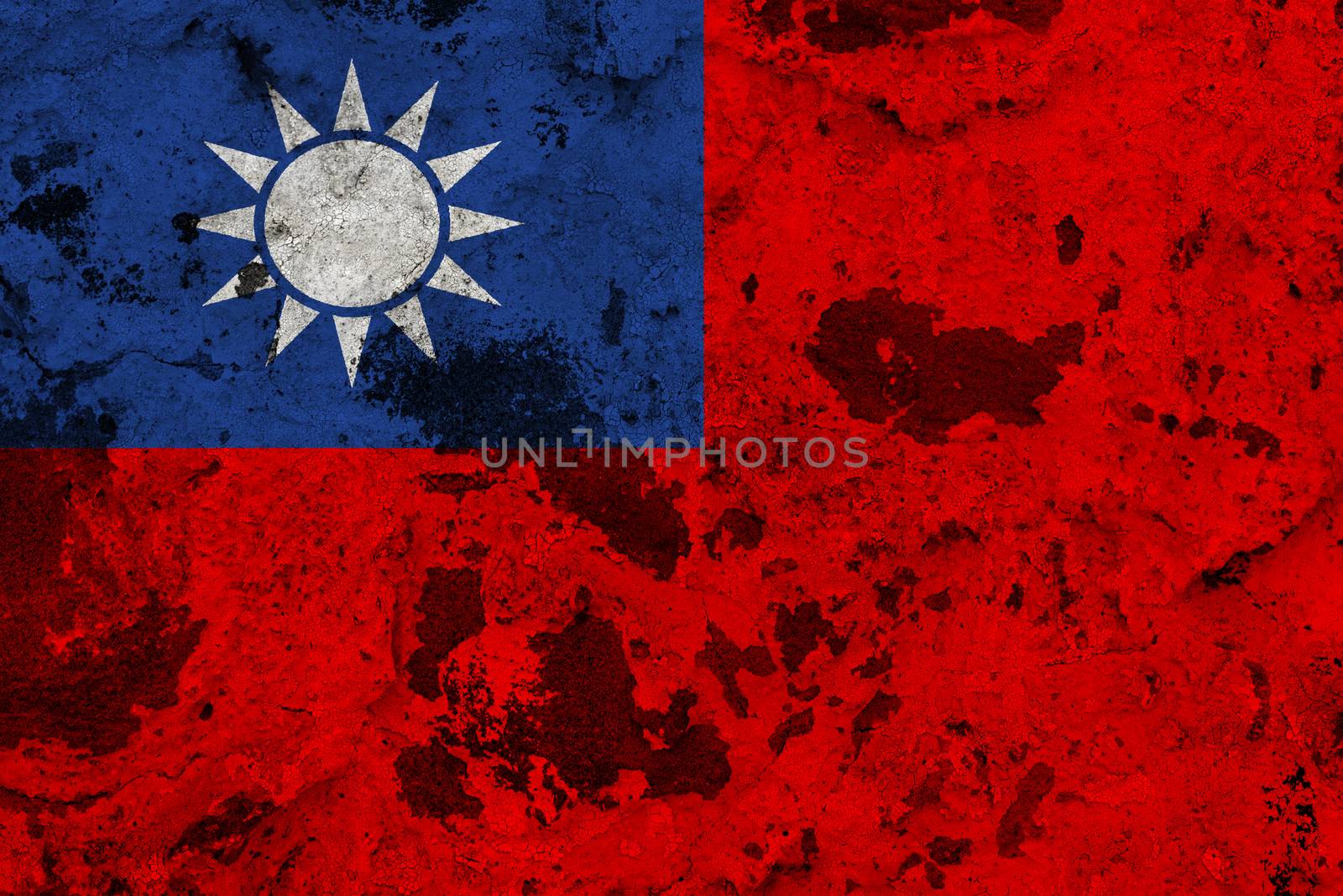 Taiwan flag on old wall by Visual-Content