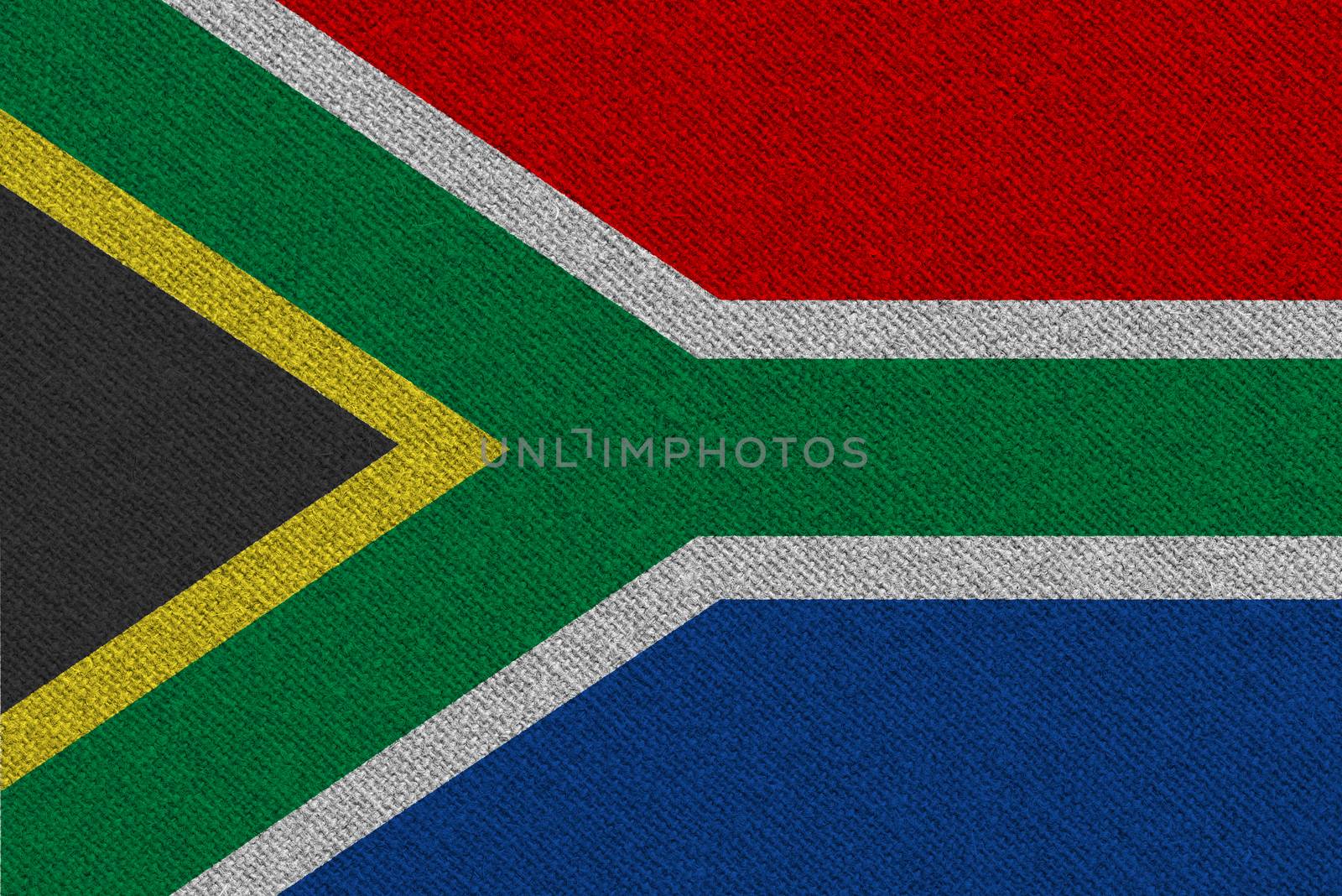 South Africa fabric flag. Patriotic background. National flag of South Africa