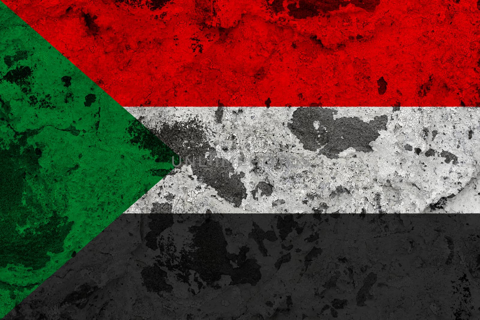 sudan flag on old wall by Visual-Content