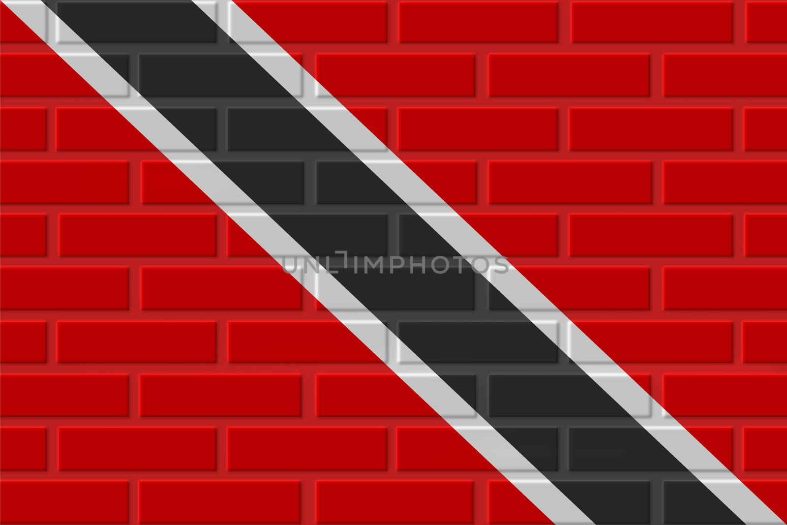 Trinidad and Tobago painted flag. Patriotic brick flag illustration background. National flag of Trinidad and Tobago