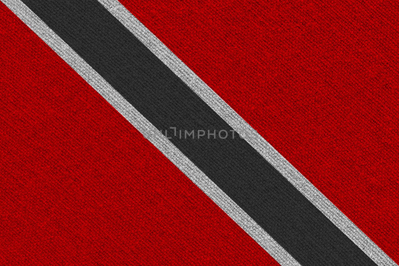 Trinidad and Tobago fabric flag. Patriotic background. National flag of Trinidad and Tobago