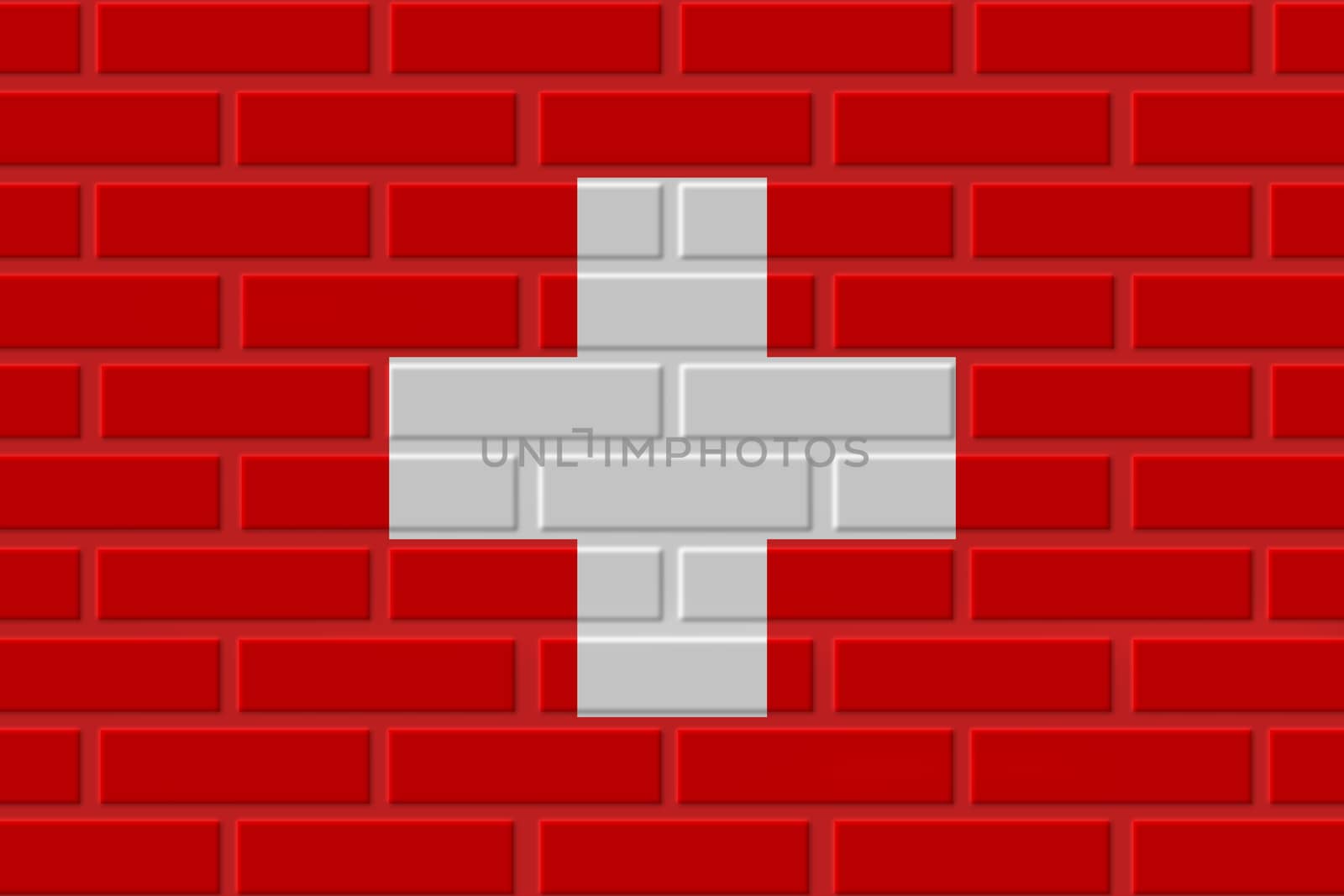 Switzerland painted flag. Patriotic brick flag illustration background. National flag of Switzerland