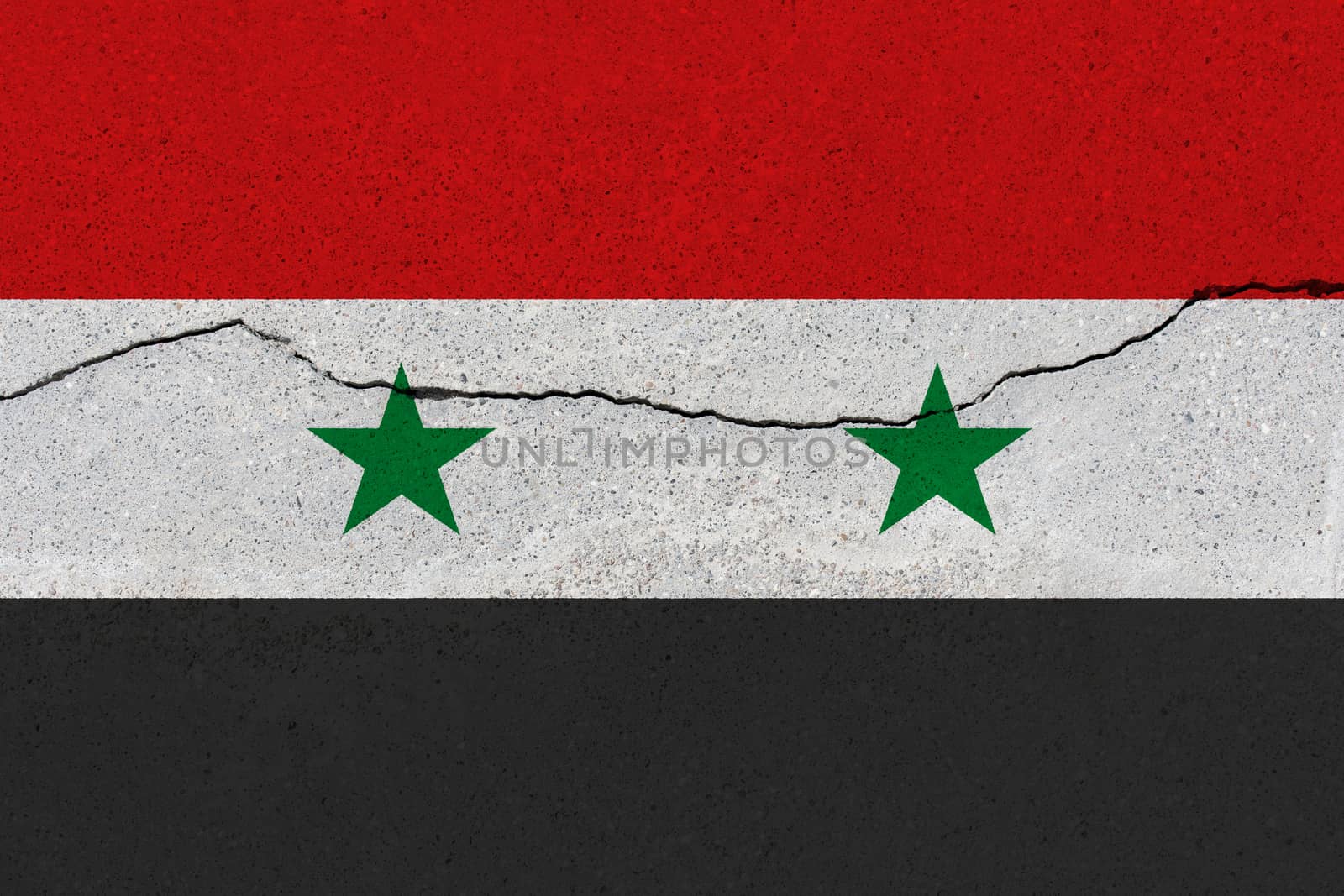 syria flag on concrete wall with crack by Visual-Content