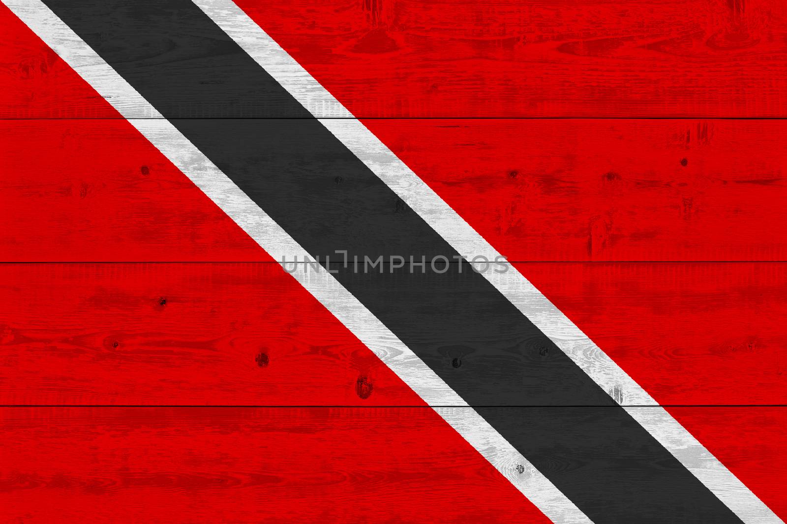 Trinidad and Tobago flag painted on old wood plank by Visual-Content