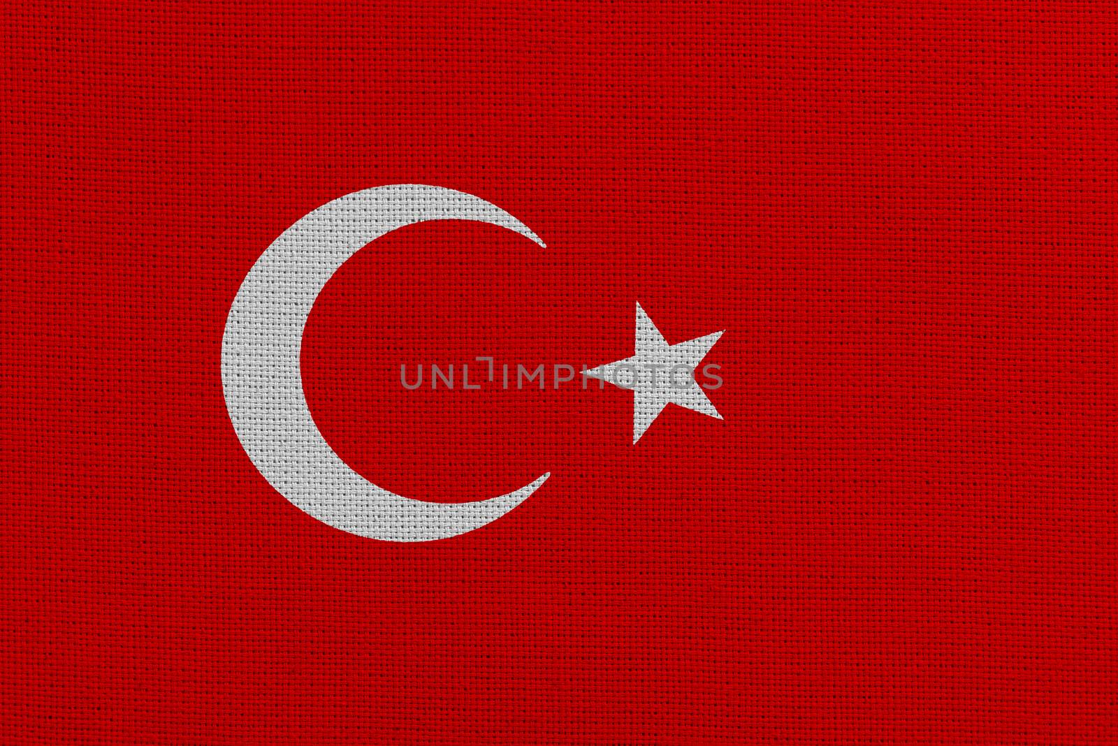 Turkey fabric flag. Patriotic background. National flag of Turkey