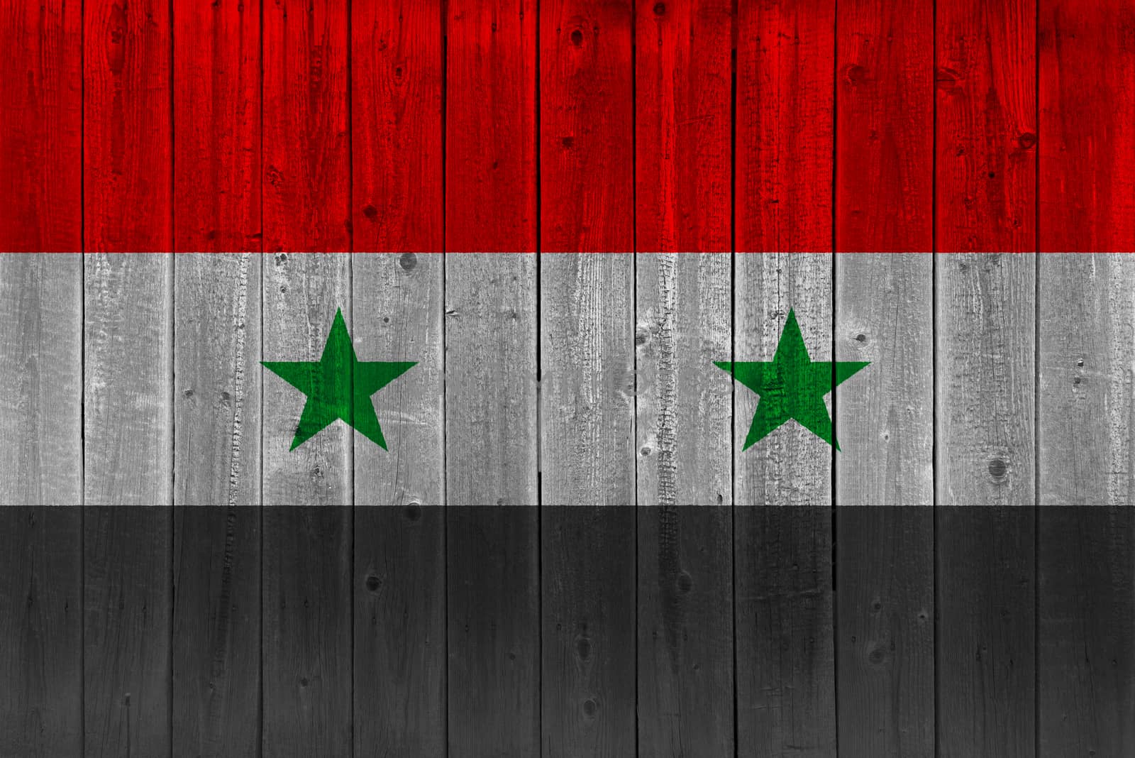 syria flag painted on old wood plank by Visual-Content