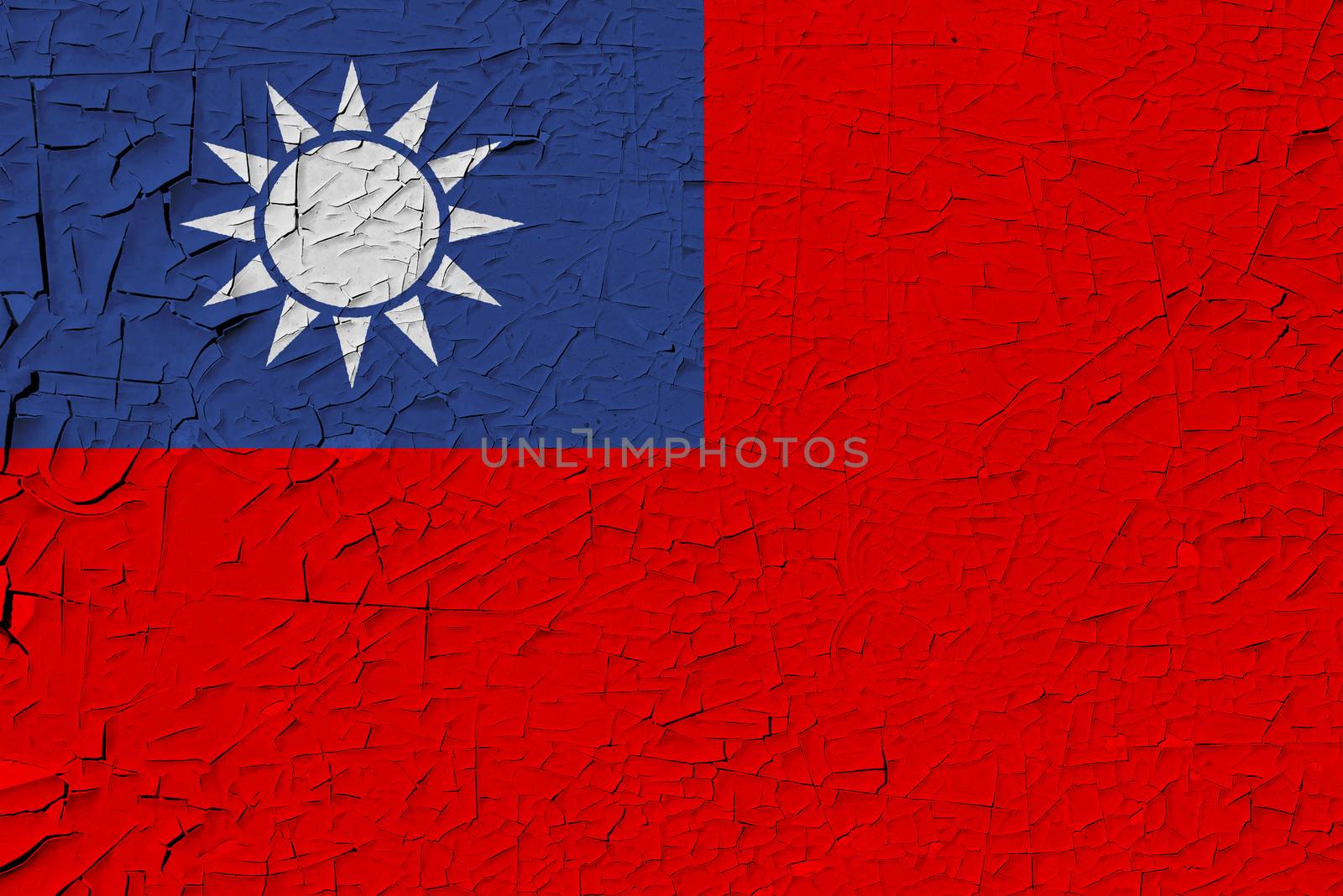 Taiwan painted flag. Patriotic old grunge background. National flag of Taiwan