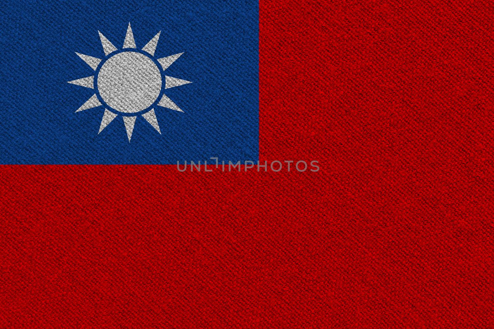 Taiwan fabric flag. Patriotic background. National flag of Taiwan