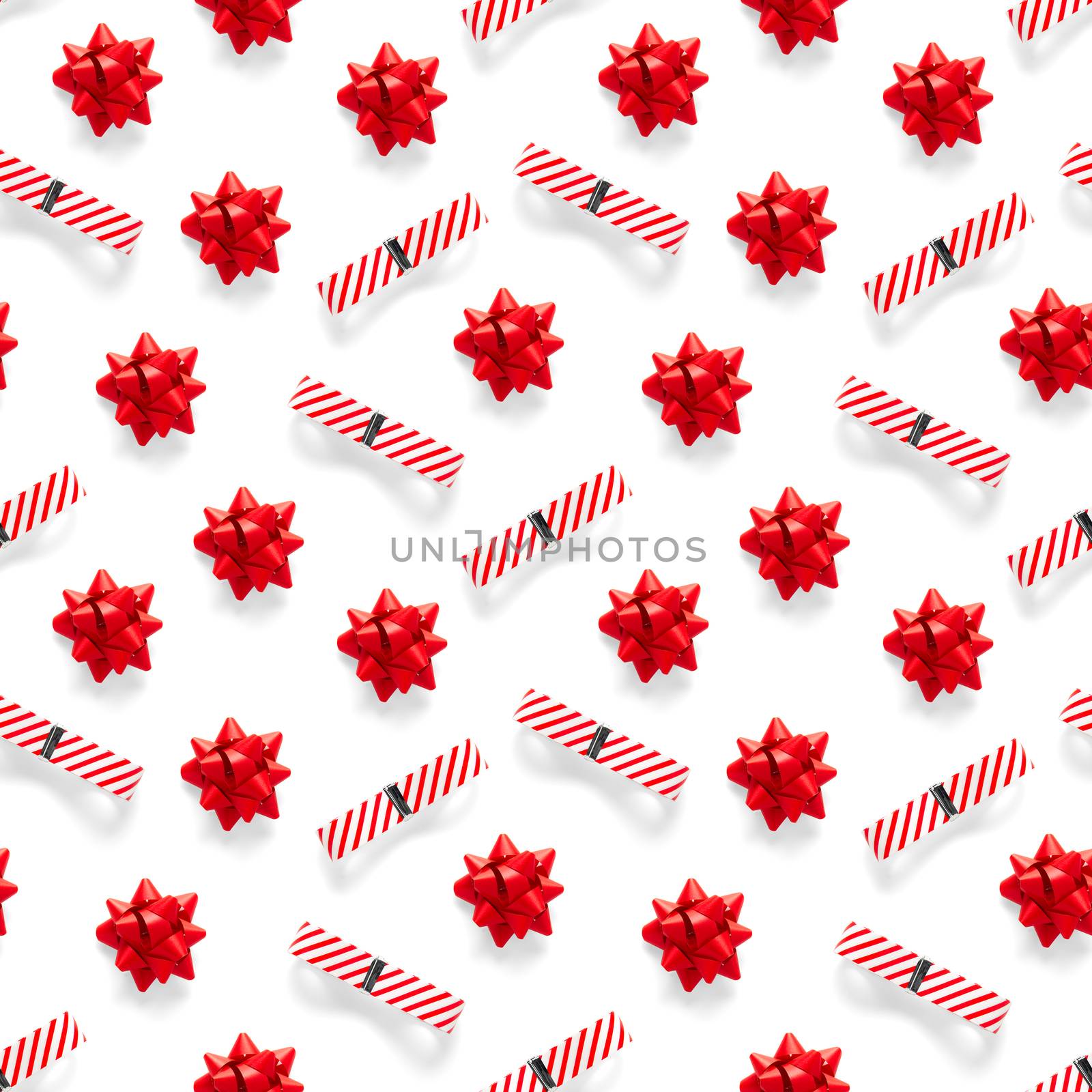 Seamless regular creative Christmas pattern with New Year decorations on white background. xmas Modern Seamless pattern made from christmas decorations. Photo quality pattern for fabric, prints, wallpapers, banners or creative design works.