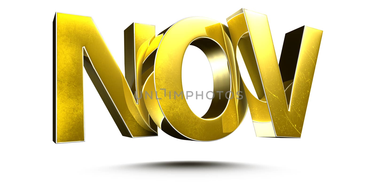 Golden november isolated on white background illustration 3D rendering.(with Clipping Path).