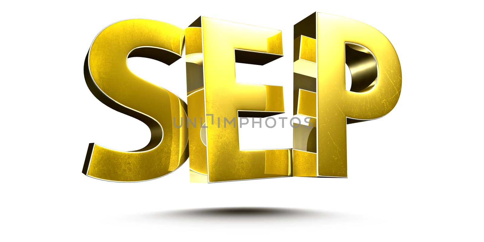Golden september isolated on white background illustration 3D rendering.(with Clipping Path).