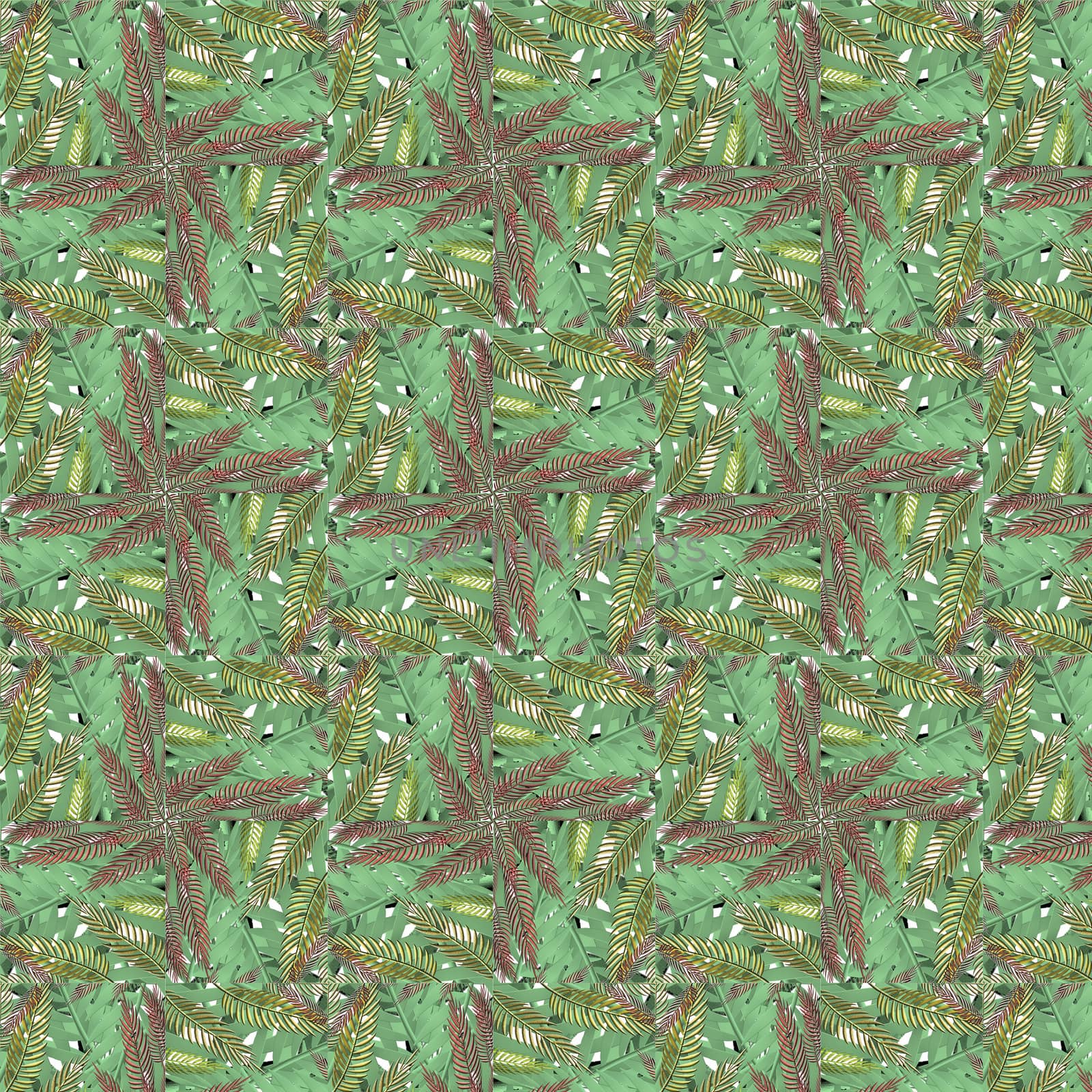 Seamless green tropical leaf pattern background in 3D illustration