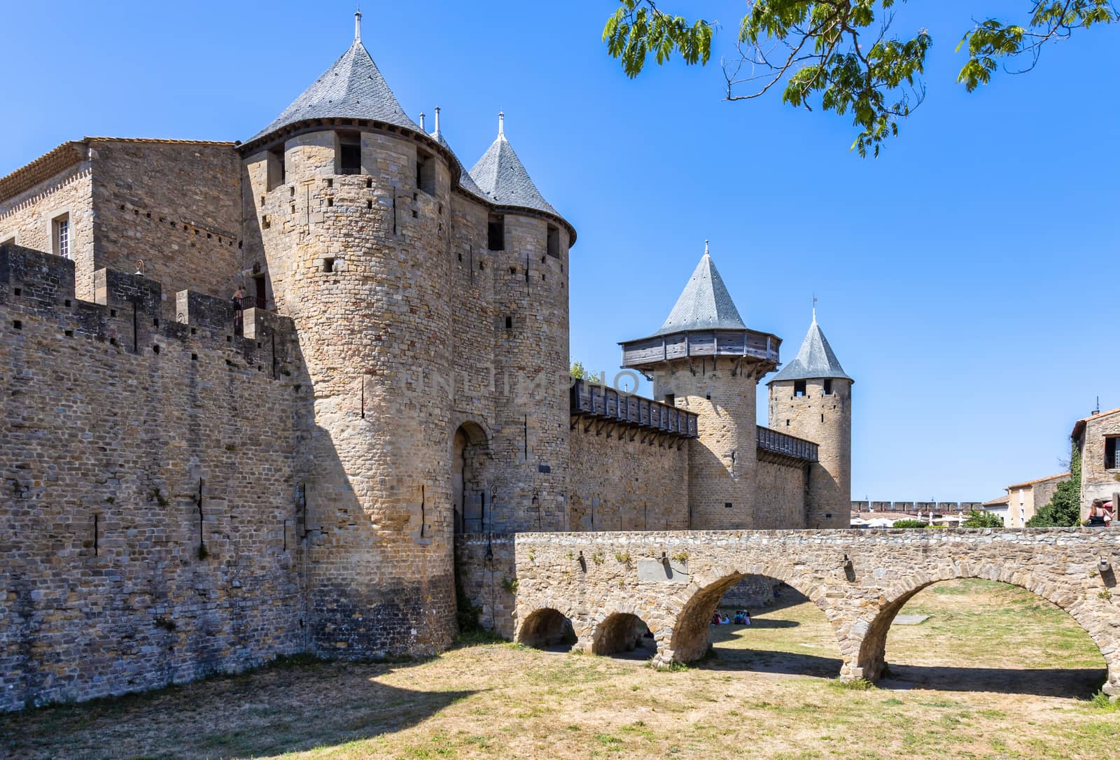 View of famous old castle of Carcassonne in France. by Digoarpi