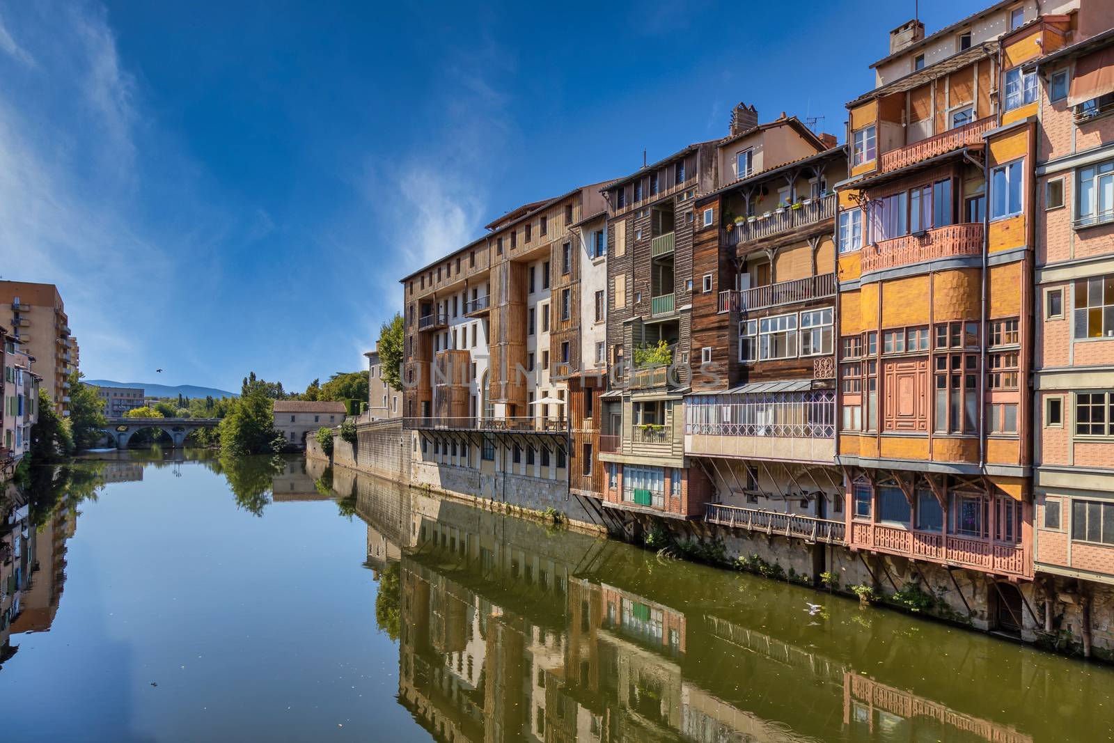 Nice buildings on the river Tarn in French town Castres. by Digoarpi
