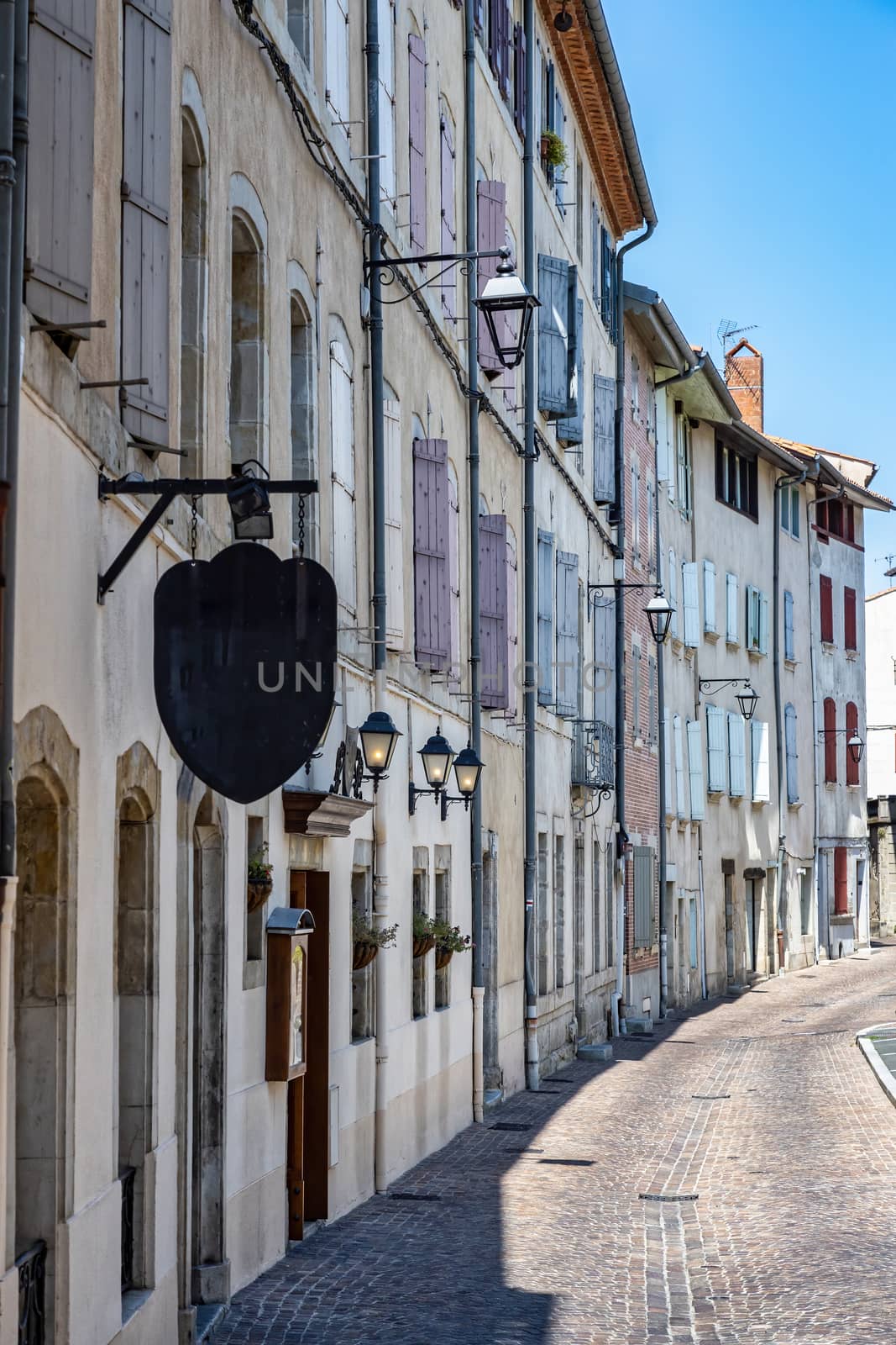 Typical old street in french town Castres