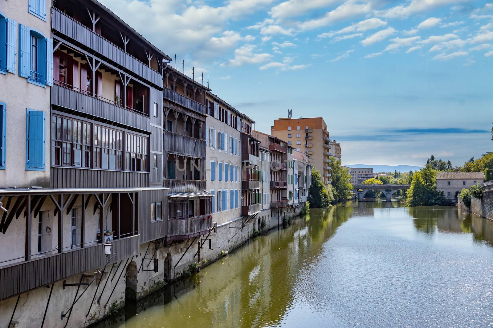 Nice buildings on the river Tarn in French town Castres. by Digoarpi