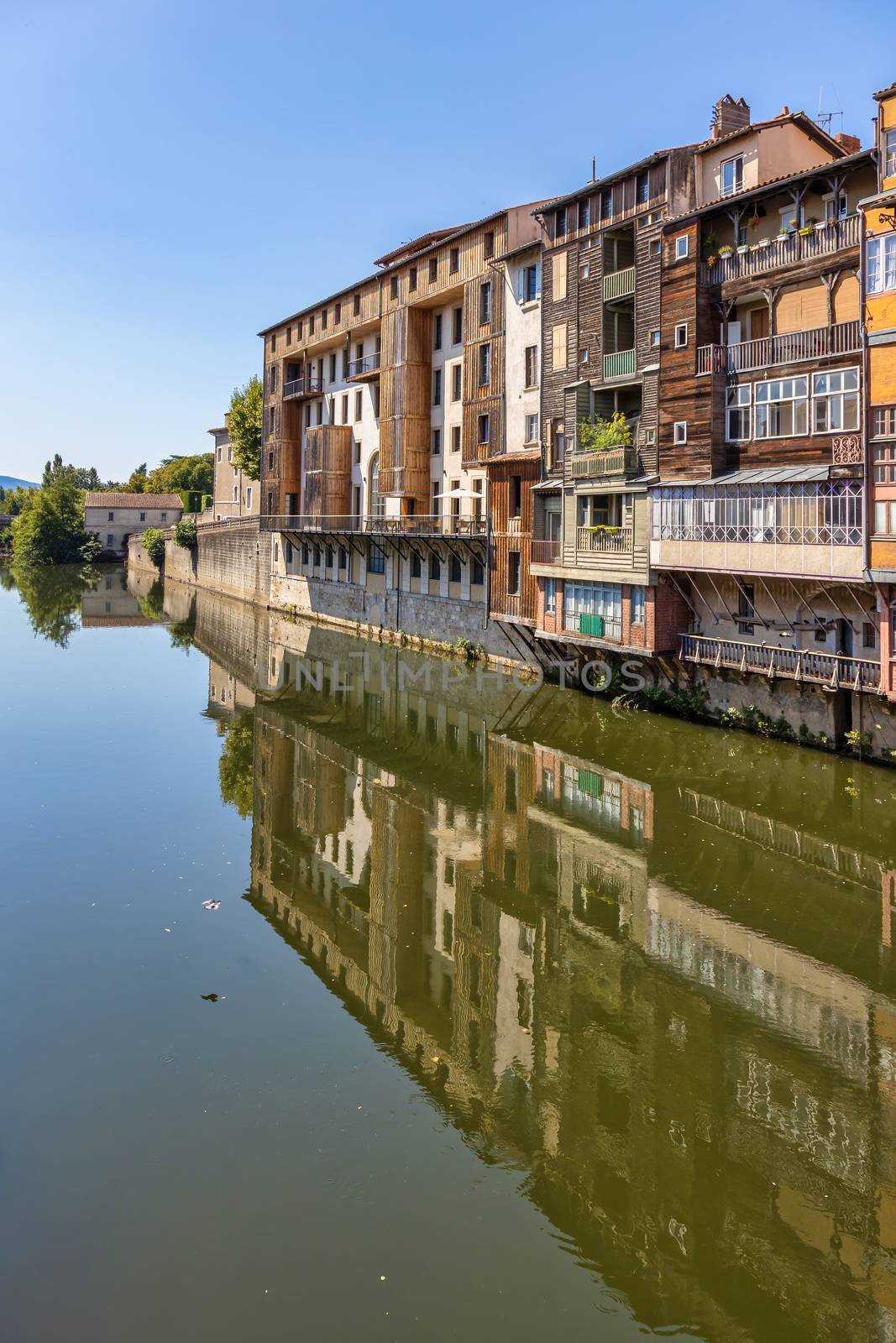 Nice buildings on the river Tarn in French town Castres.