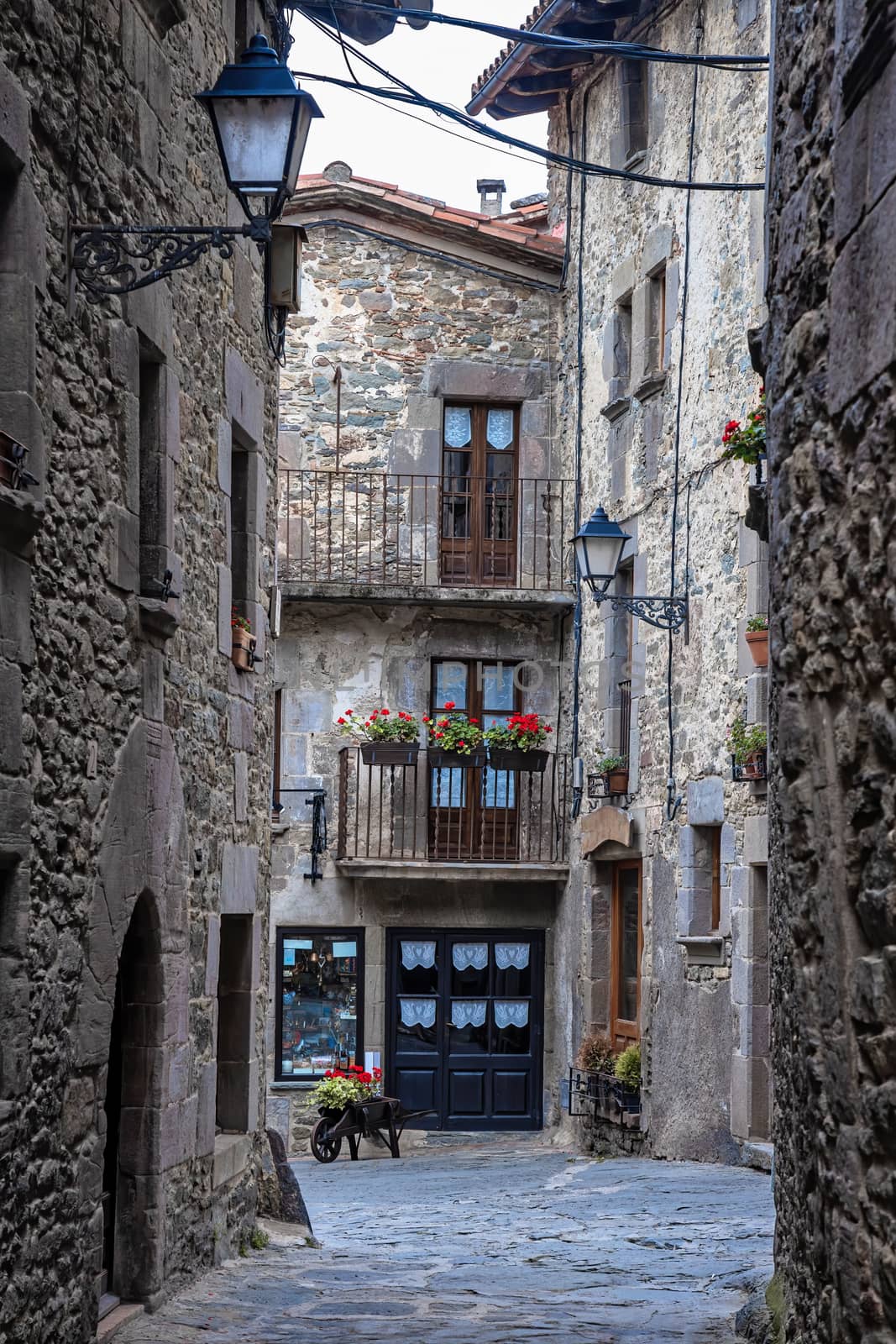Streets of medieval village of Rupit, Catalonia of Spain