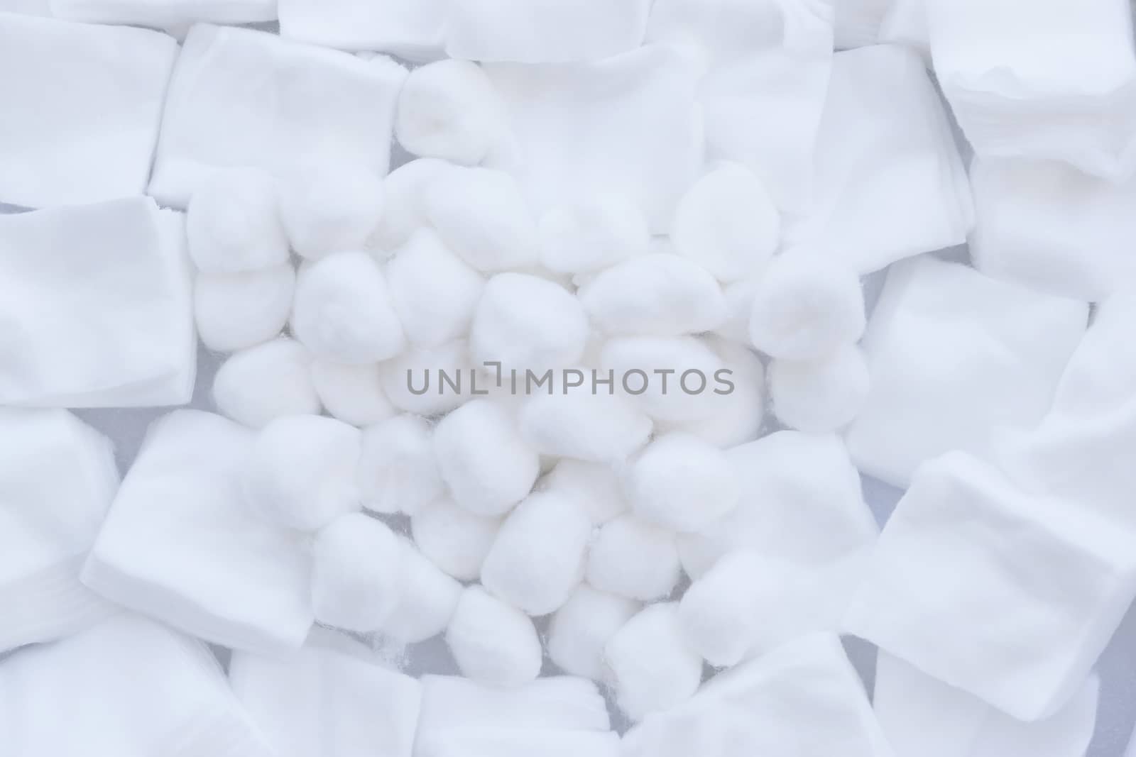 Closeup group of cotton wool texture background.