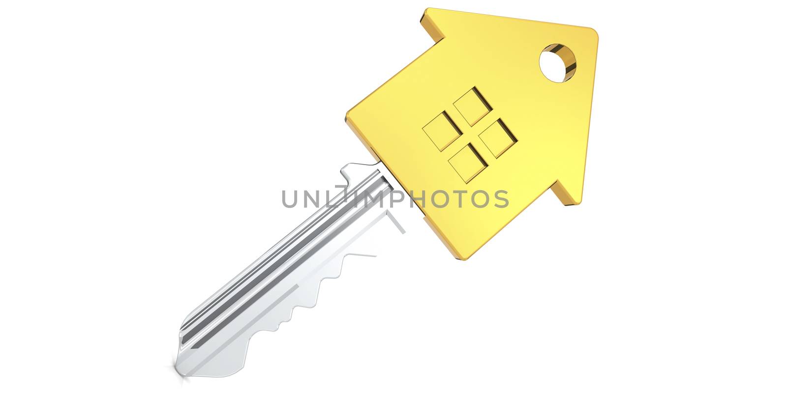 Golden house key isolated with white background by tang90246