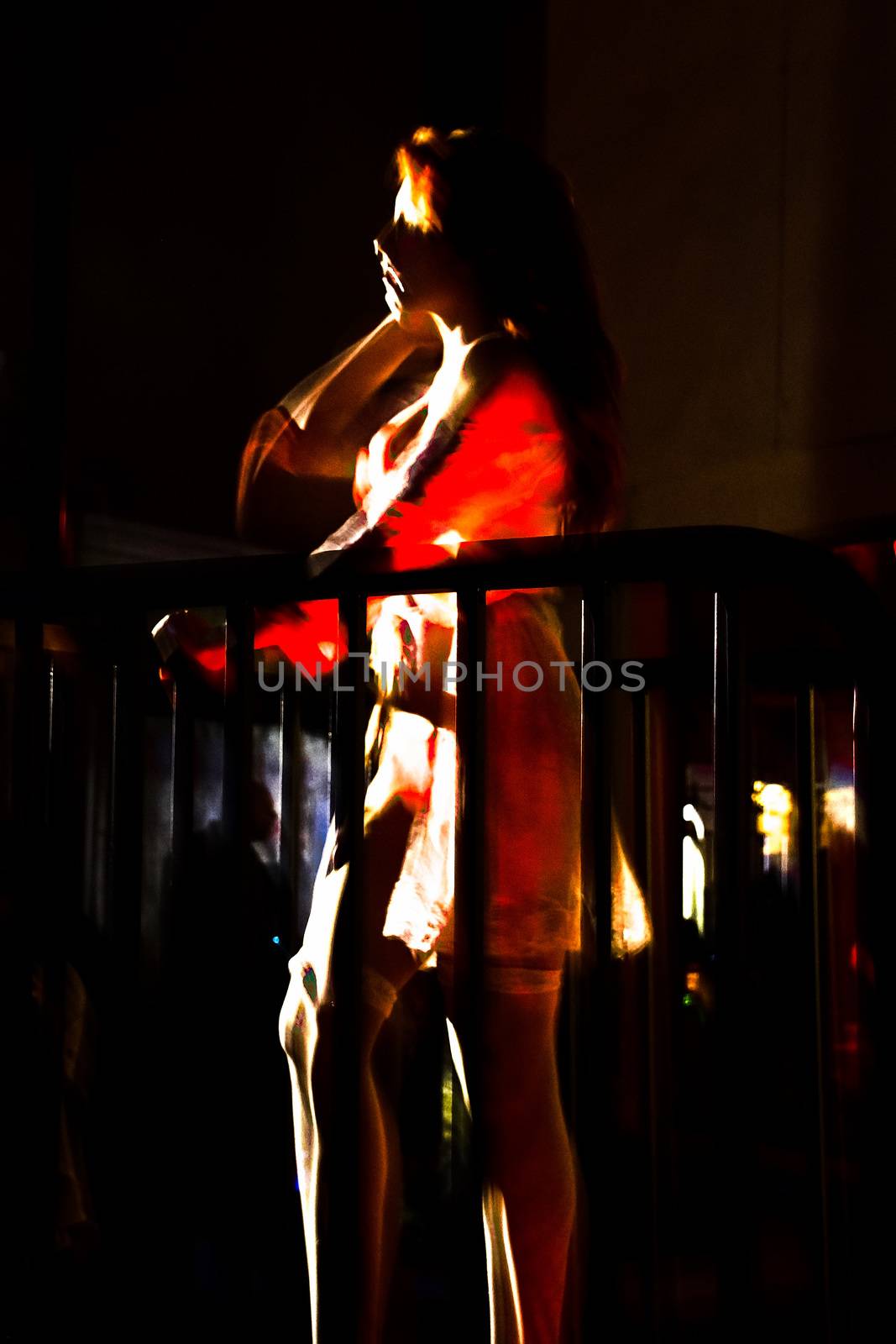 Hollywood, CA / USA Nov 1, 2015: Burlesque dancer in Halloween costume at Universal Studios Hollywood.