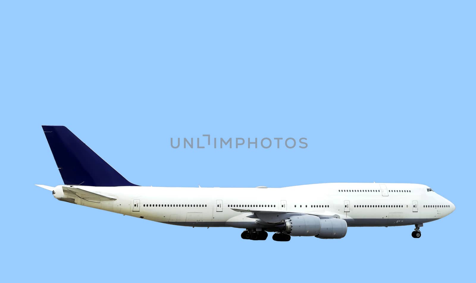 Large passenger aircraft isolated on blue background.