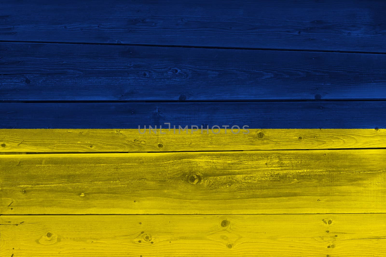 Ukraine flag painted on old wood plank by Visual-Content