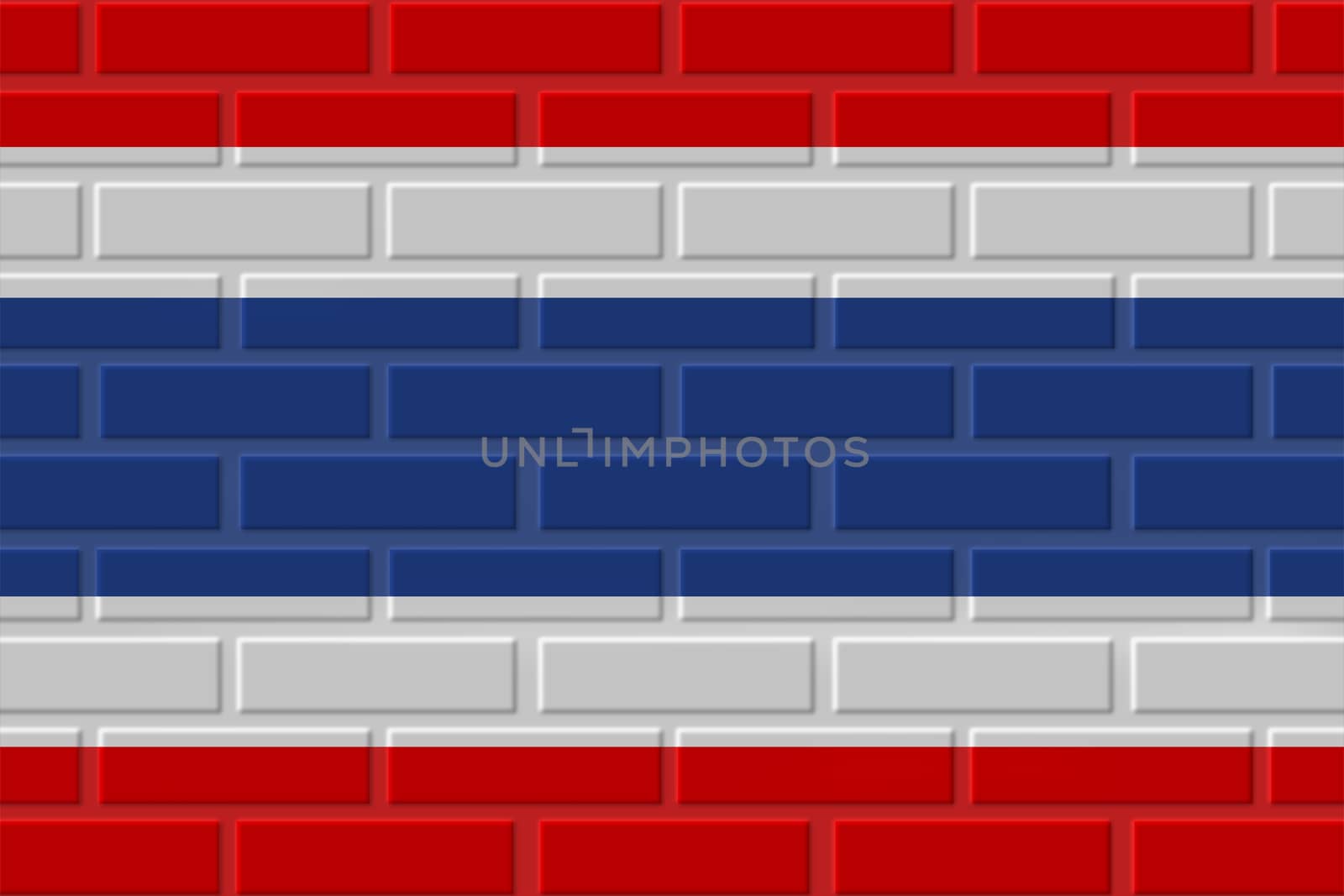 Thailand painted flag. Patriotic brick flag illustration background. National flag of Thailand