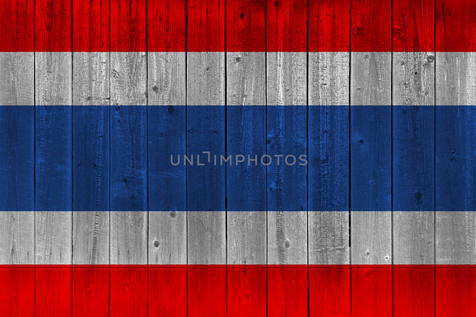 Thailand flag painted on old wood plank. Patriotic background. National flag of Thailand