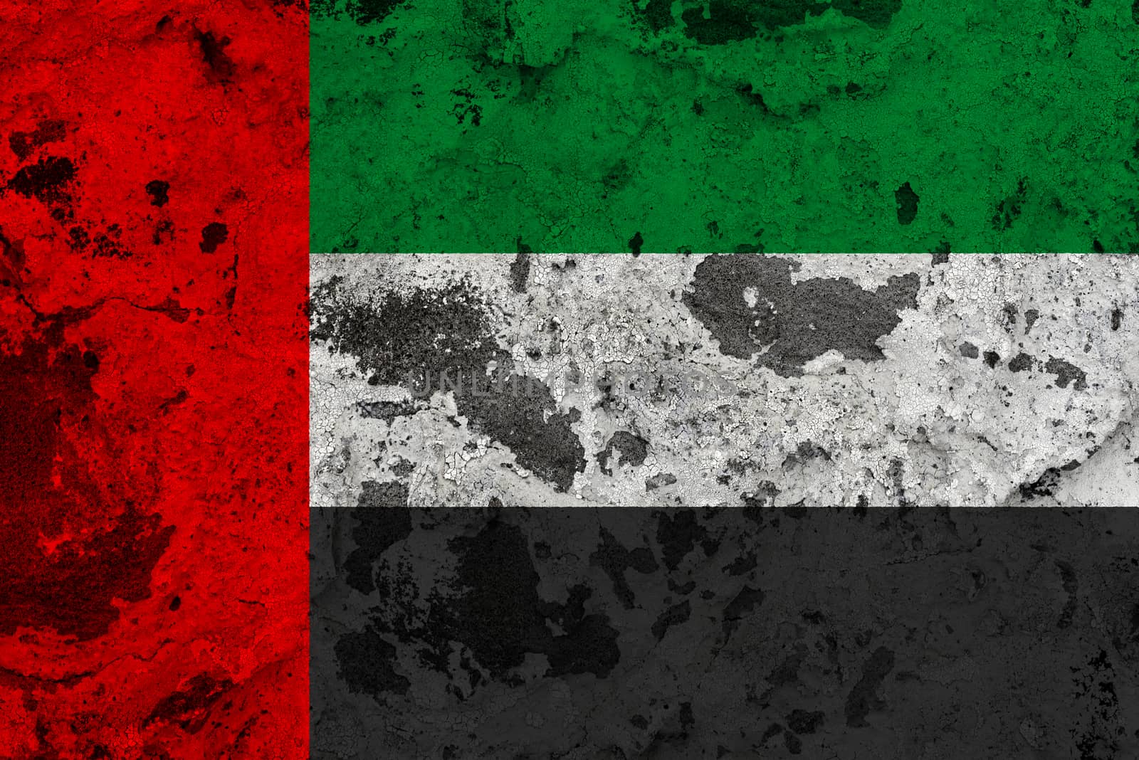 United arab flag on old wall. Patriotic grunge background. National flag of United arab