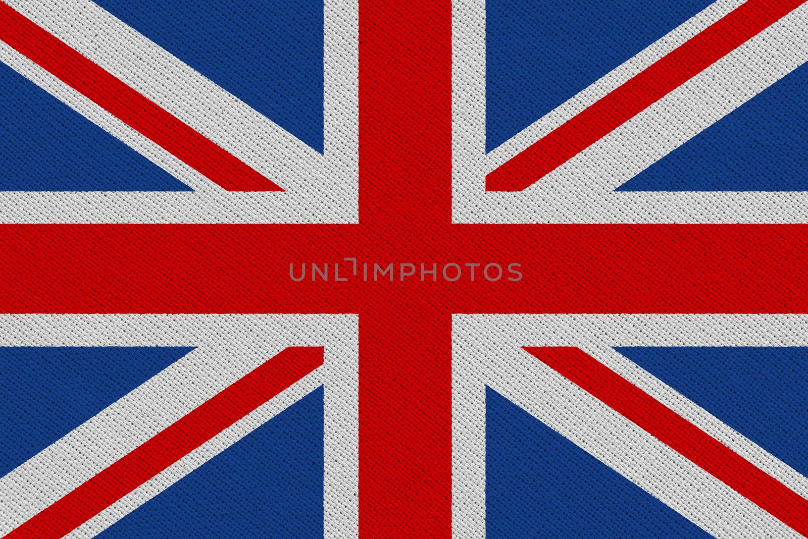 United Kingdom fabric flag. Patriotic background. National flag of United Kingdom