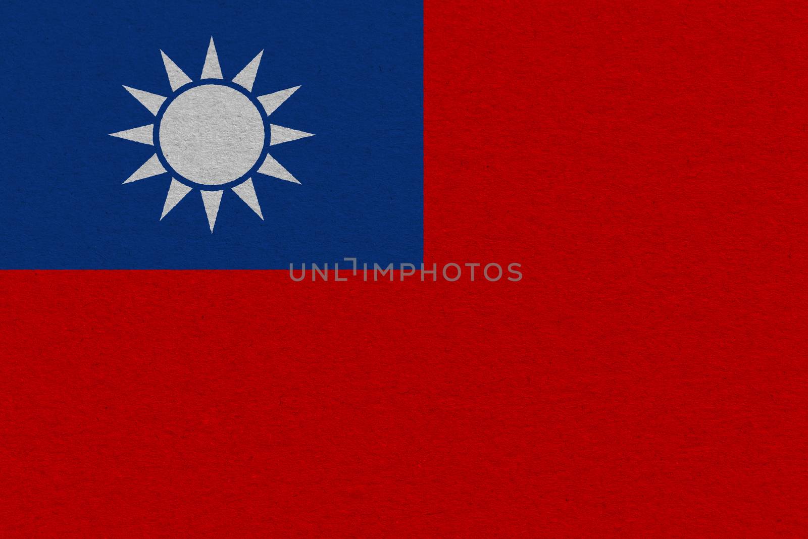 Taiwan flag painted on paper. Patriotic background. National flag of Taiwan