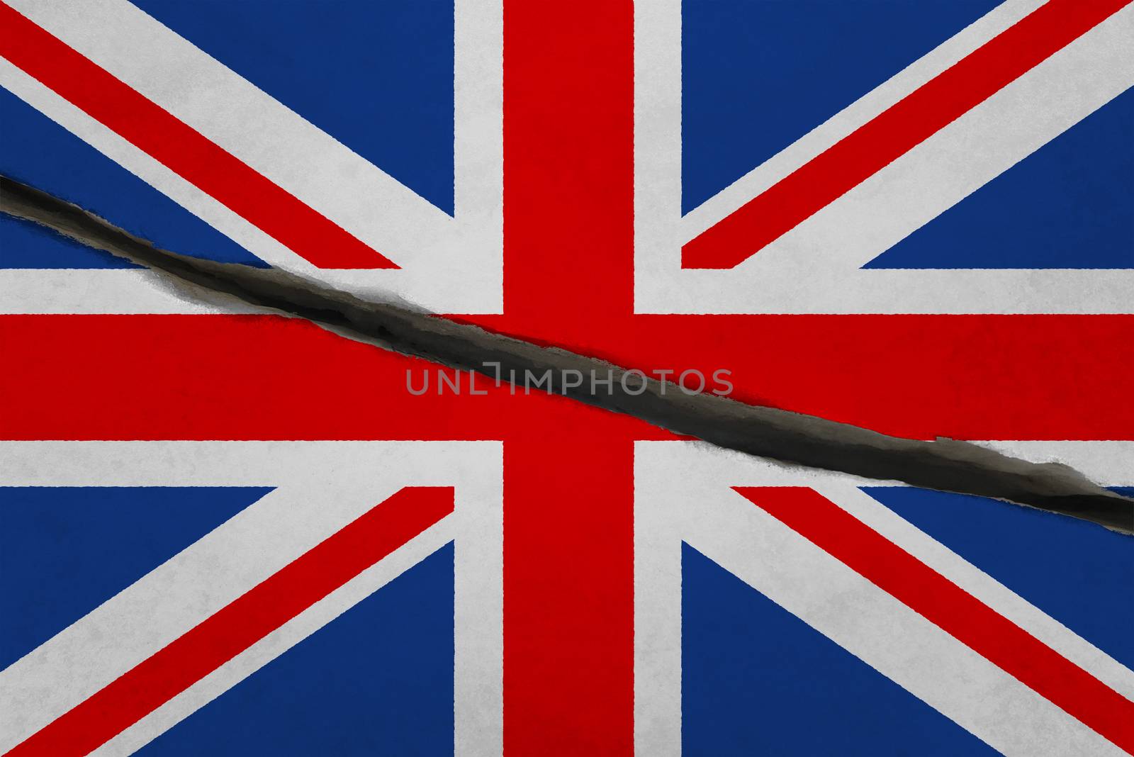 United Kingdom flag cracked. Patriotic background. National flag of United Kingdom