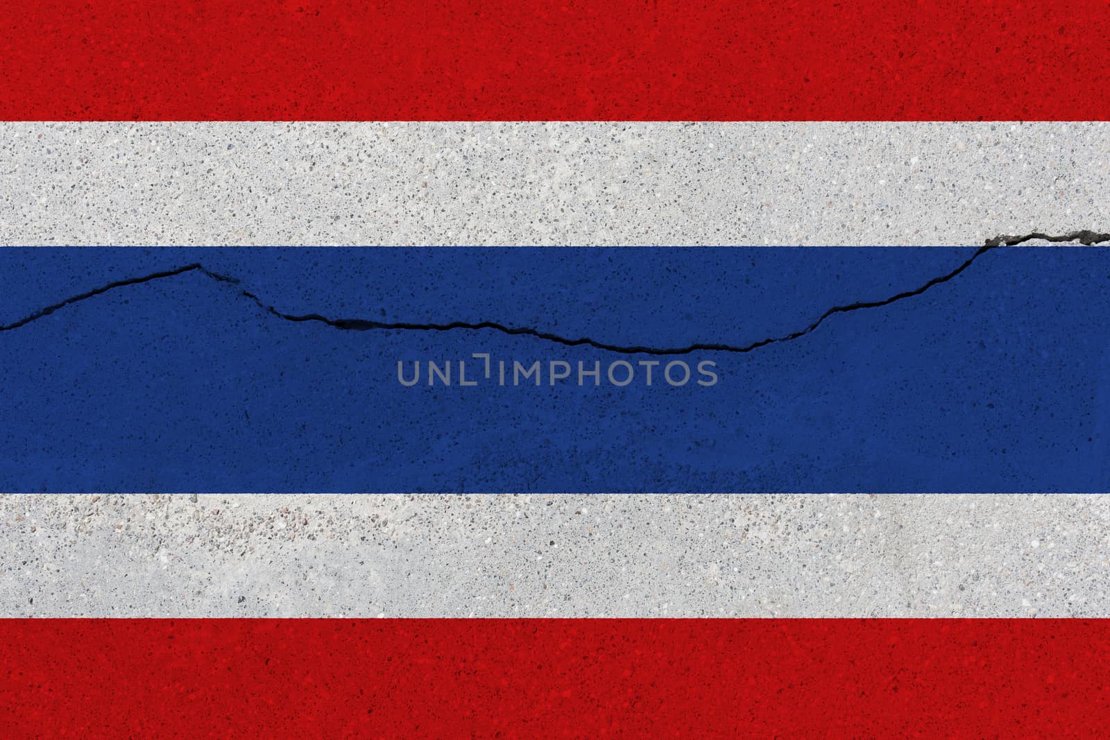 Thailand flag on concrete wall with crack by Visual-Content