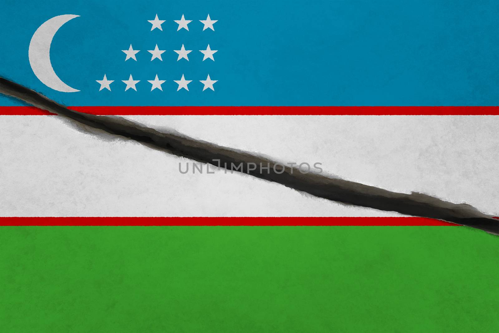 Uzbekistan flag cracked by Visual-Content