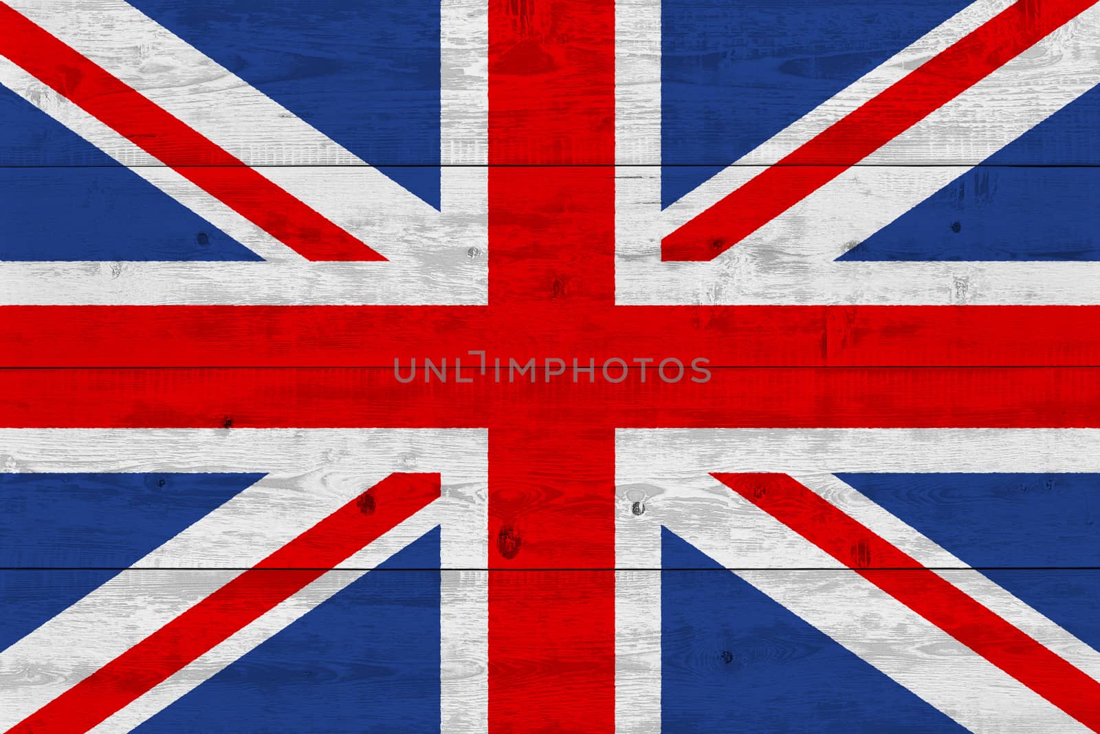 United Kingdom flag painted on old wood plank by Visual-Content