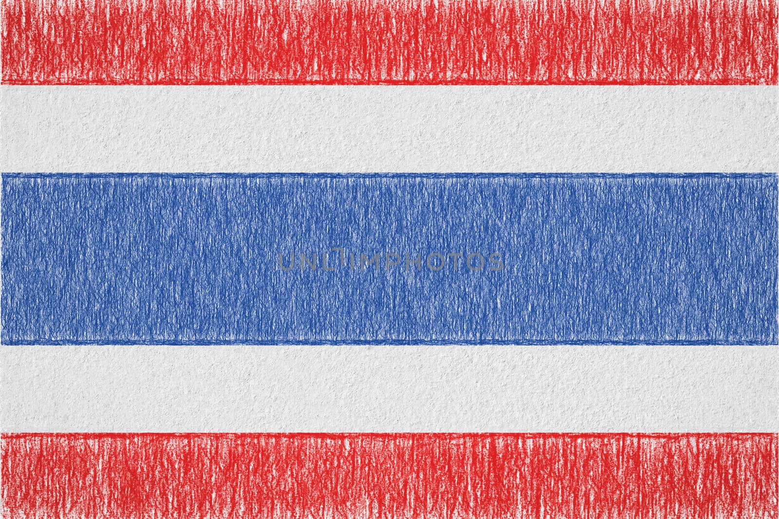 Thailand painted flag. Patriotic drawing on paper background. National flag of Thailand