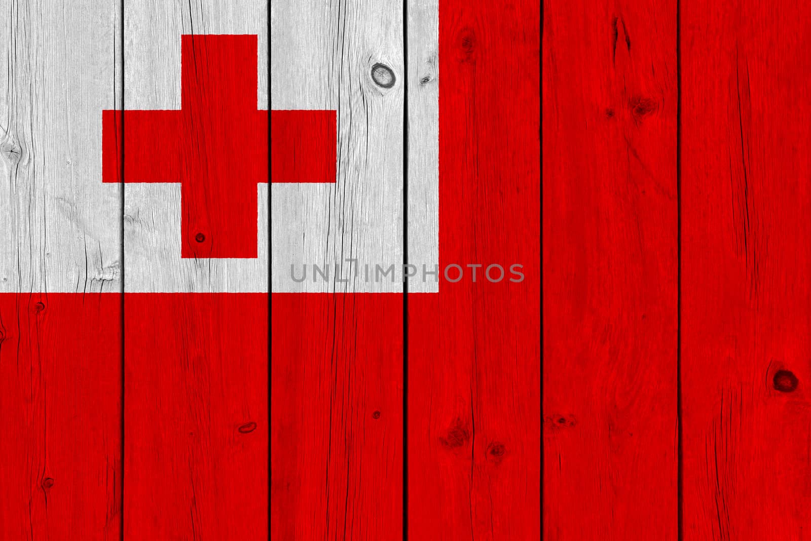 Tonga flag painted on old wood plank by Visual-Content