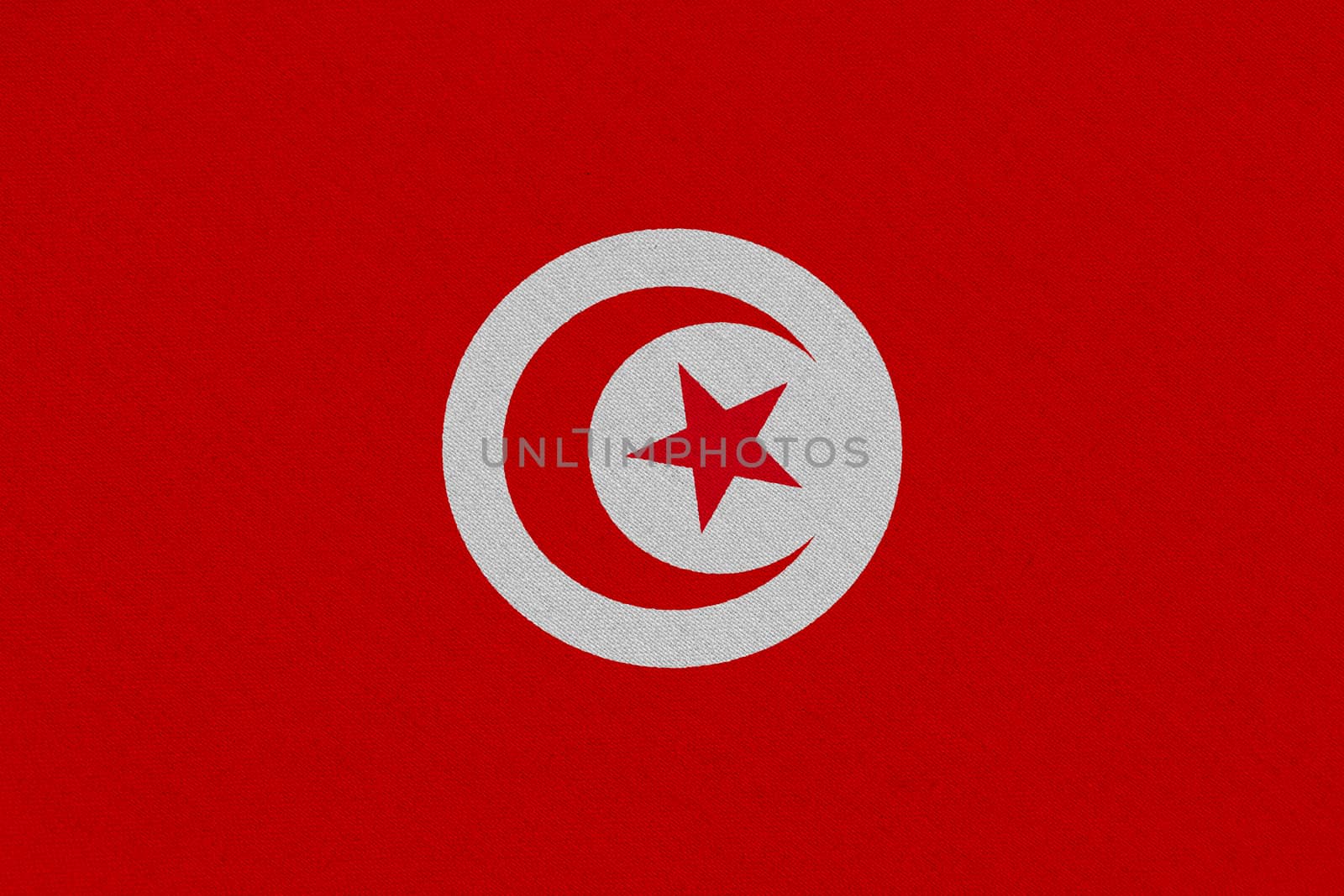 Tunisia fabric flag. Patriotic background. National flag of Tunisia