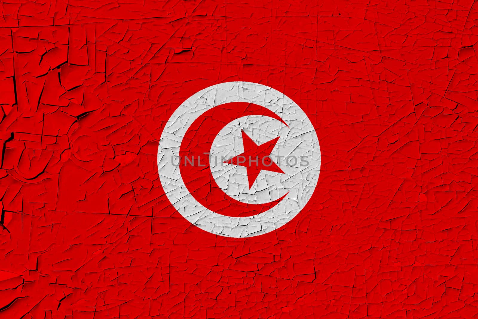 Tunisia painted flag. Patriotic old grunge background. National flag of Tunisia