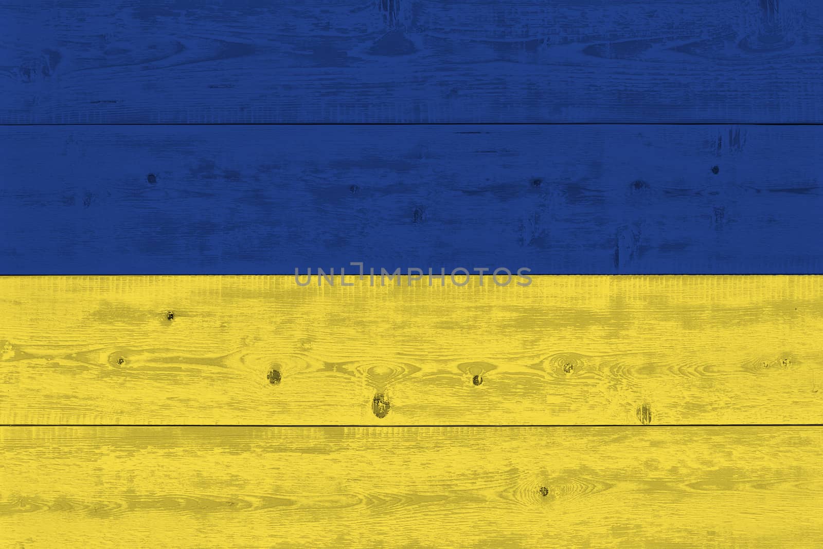 Ukraine flag painted on old wood plank by Visual-Content