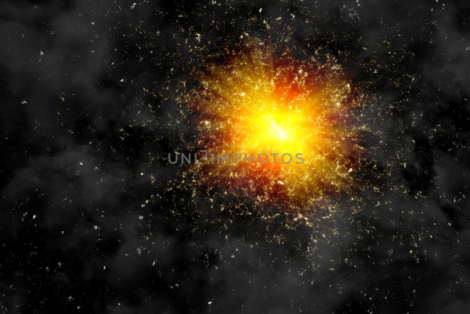 Star blast on black background. Big bang illustration