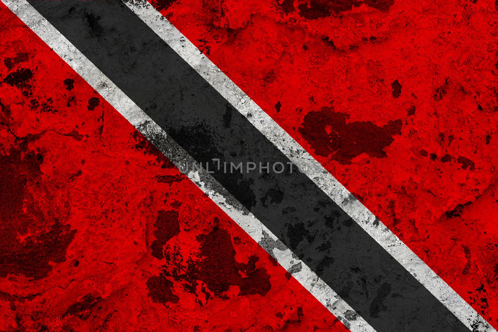 Trinidad and Tobago flag on old wall. Patriotic grunge background. National flag of Trinidad and Tobago