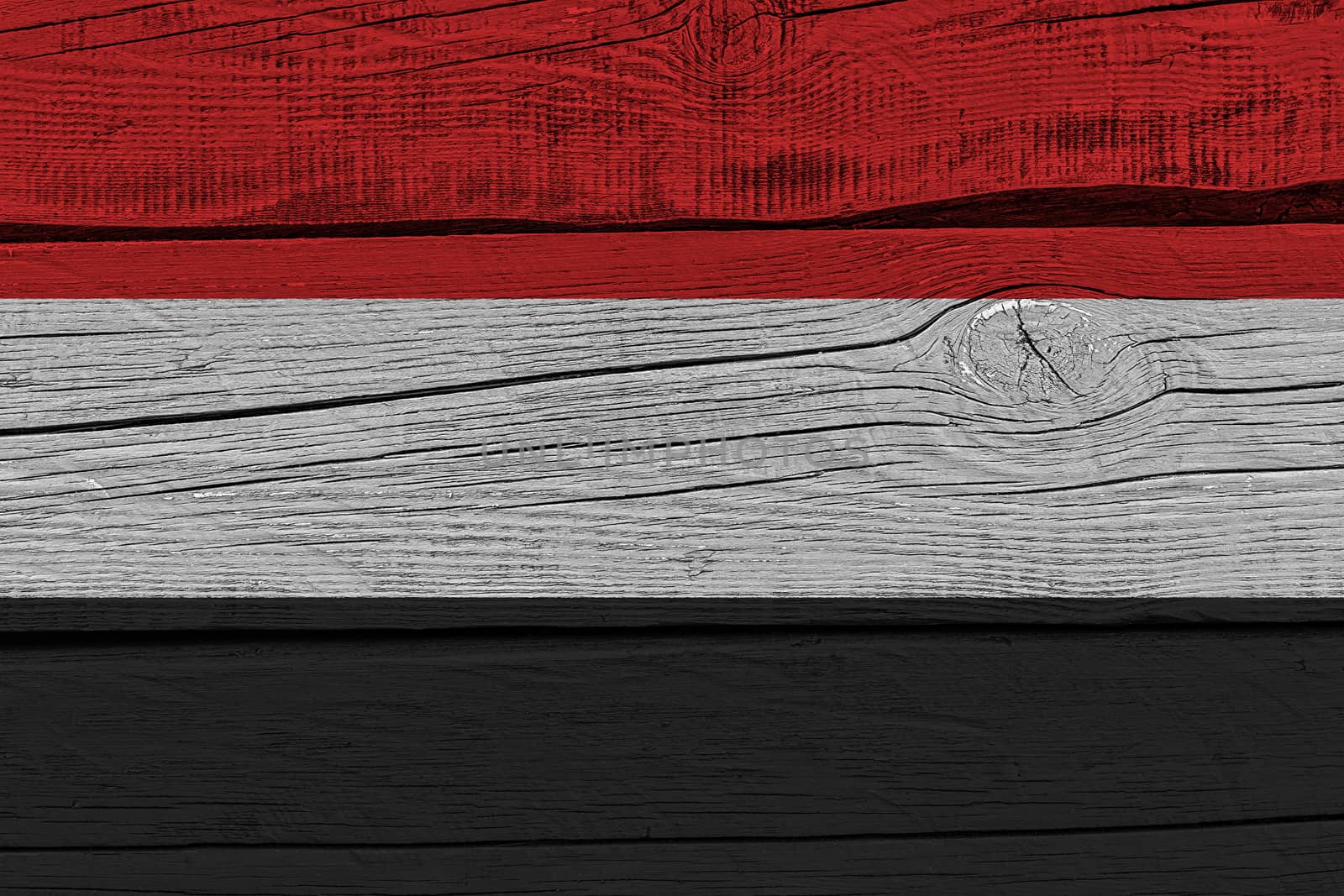 yemen flag painted on old wood plank by Visual-Content