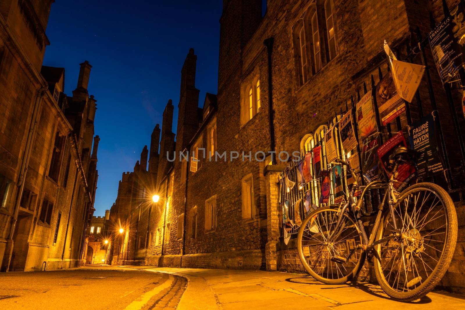 An empty Trinity Lane by night, Cambridge, United Kingdom by mauricallari
