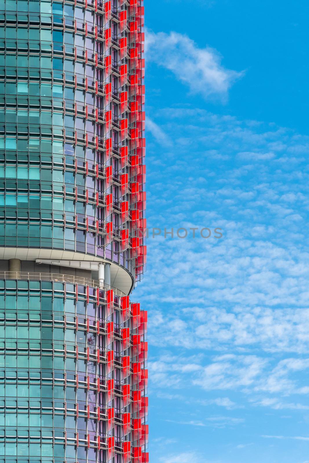 Close up of the International Towers in Sydney against a blue sky by mauricallari