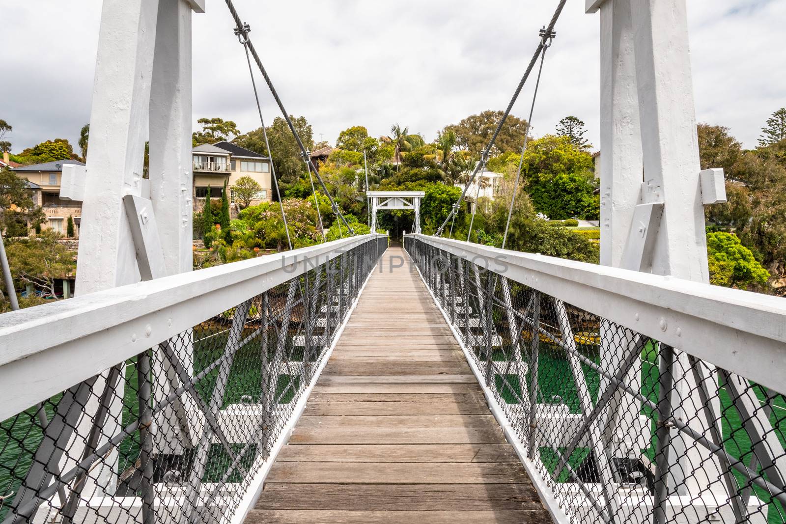 Parsley bay white foot bridge in Sydney, NSW Australia.