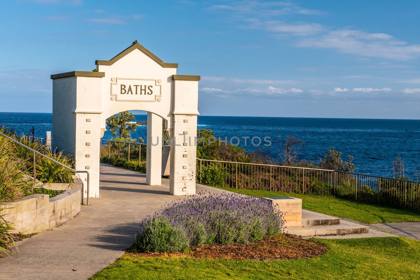 Entrance of Coogee baths in late afternoon light, Sydney, NSW Australia.